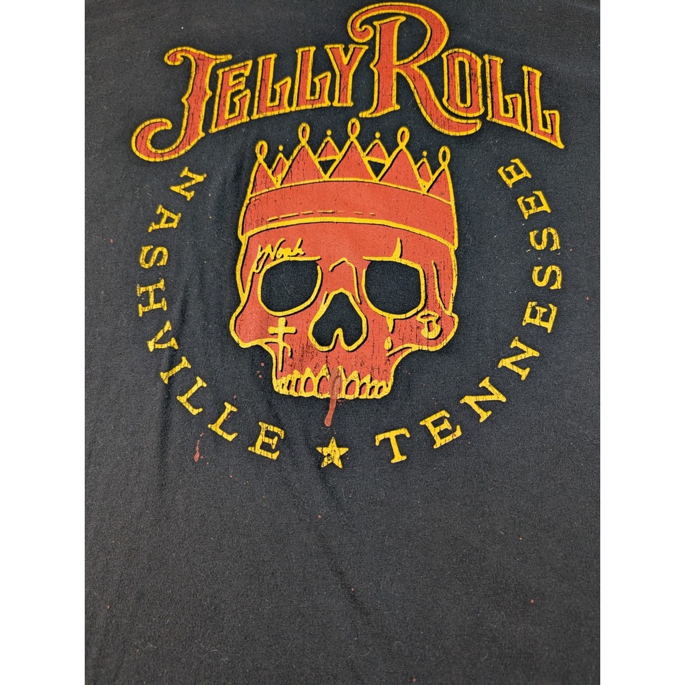 Jelly Roll Nashville Tennessee Crowned Skull Graphic T-Shirt Black 3XL - Picture 3 of 7